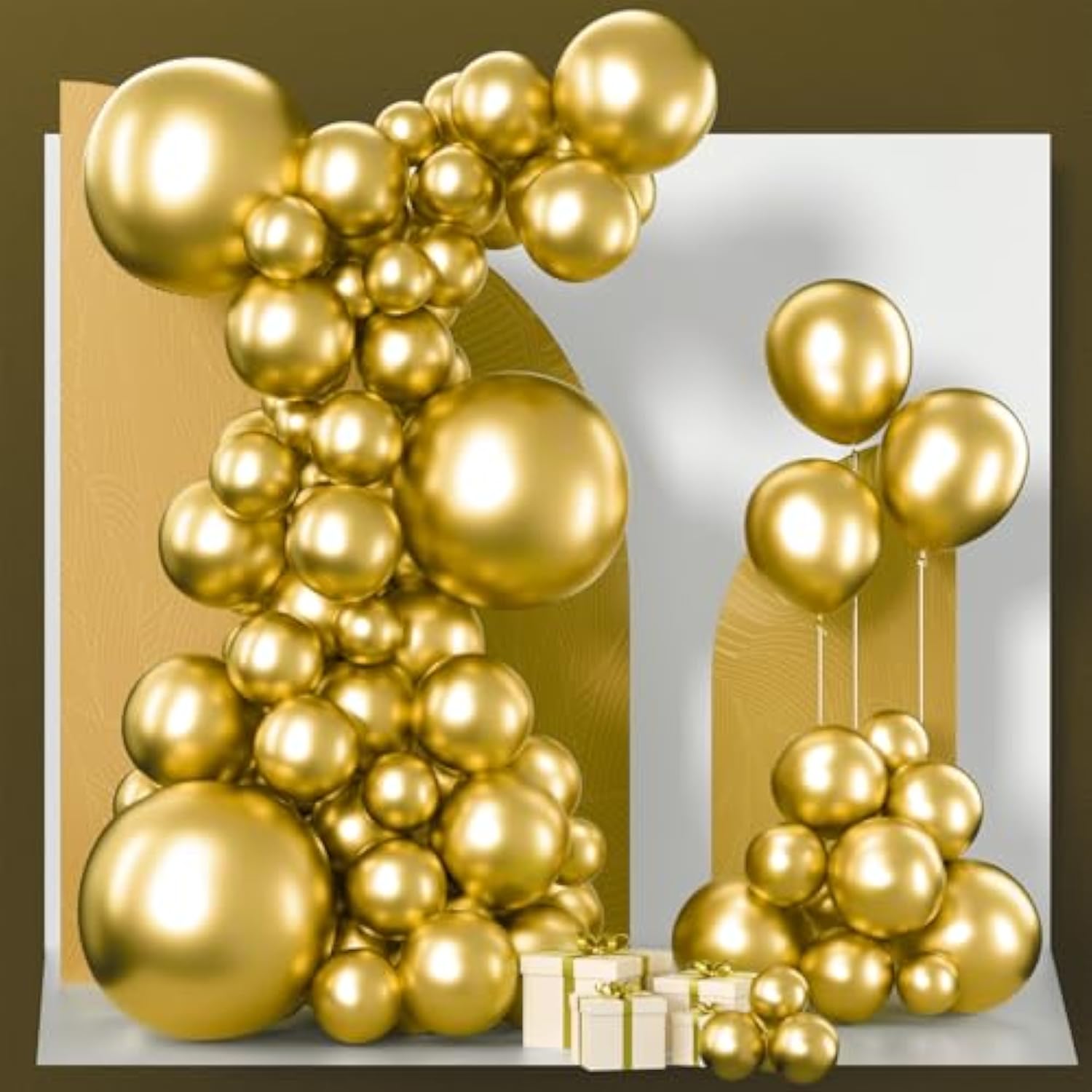 85-Pc Metallic Gold Balloon Set in Multiple Sizes for Garlands & Party Decor