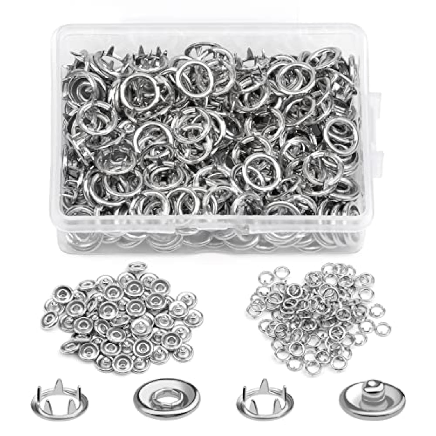50 Sets Snap Button, 9.5Mm Metal Silver Snaps Buttons For Sewing And C