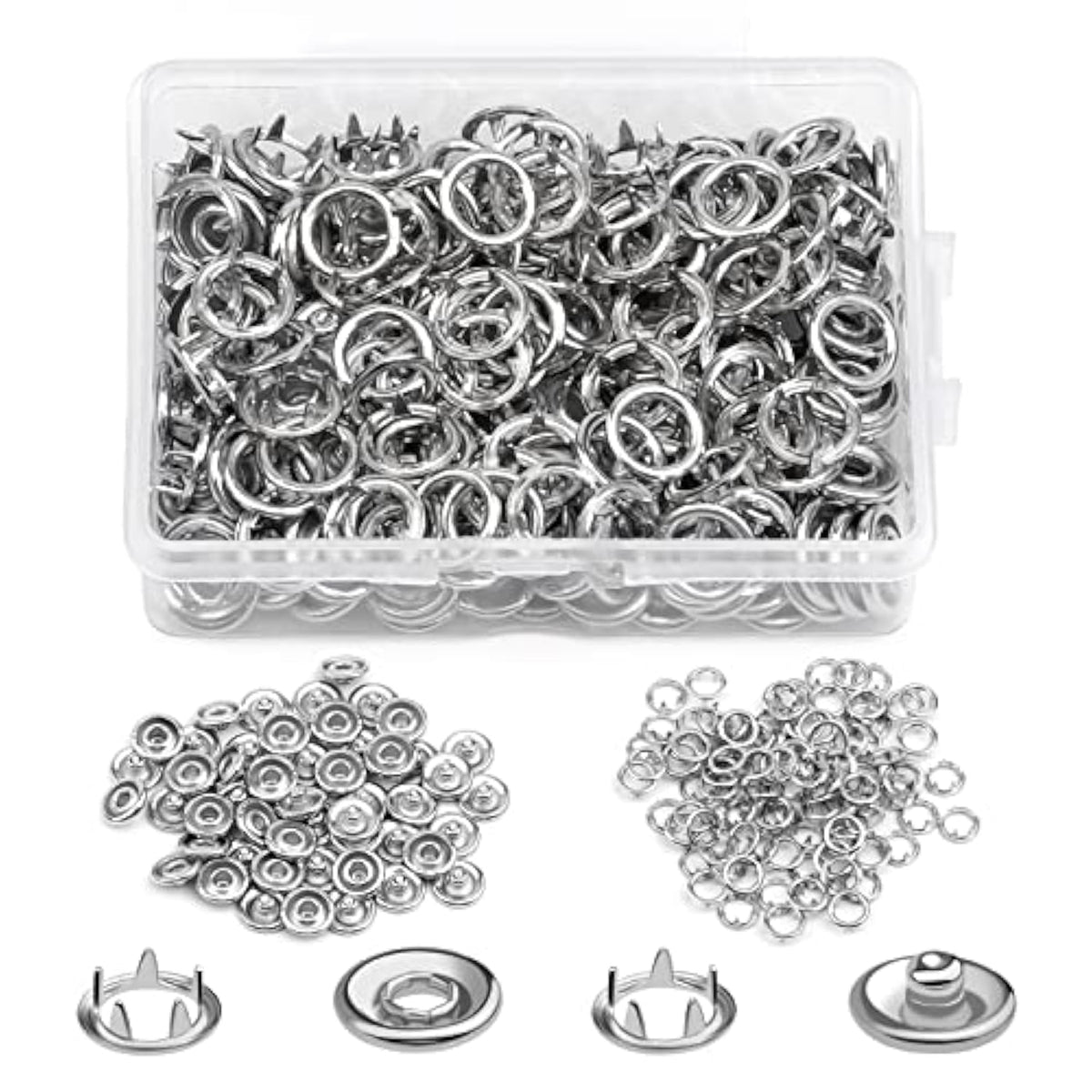 50 Sets Snap Button, 9.5Mm Metal Silver Snaps Buttons For Sewing And C