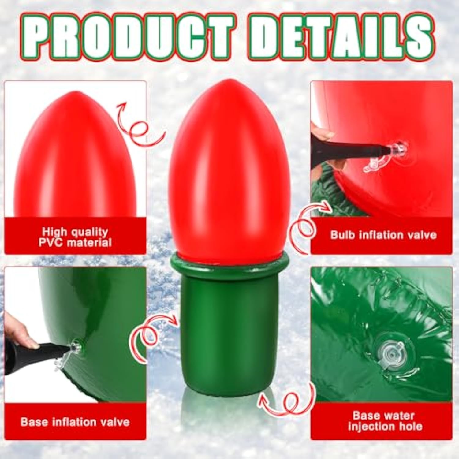 5 Pcs 47.2 Inch Inflatable Christmas Bulbs Ornaments Outdoor Xmas Jumbo Inflatable Ornaments Balls Large Blow Up Bulb Ya