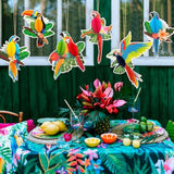 6 Pcs Tropical Birds Honeycombs, Parrot Honeycomb Decorations, Parrot Paper Cutouts Hanging Decorations For Summer, Jungle, Rainforest Party Supplies