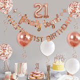 Rose Gold 21st Birthday Decor – "Finally Legal" Banner & Foil Balloons for Her Party Celebration