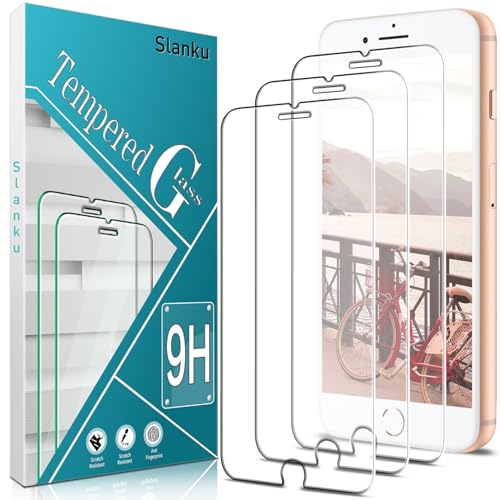 (3 Pack Screen Protector for iPhone 8 Plus, 7 Plus, 6S Plus, 6 Plus Tempered Glass, Easy to Install, Bubbles Free, Anti-Scratch, Case Friendly