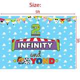 2 To Infinity And Inspired Beyond Birthday Backdrop Two Inspired Infinity Banner 2 Infinity & Beyond Bday Decorations Photo Prop For Boys Girls Cartoon Story 2Nd Bday Party Supplies,5 * 3Ft