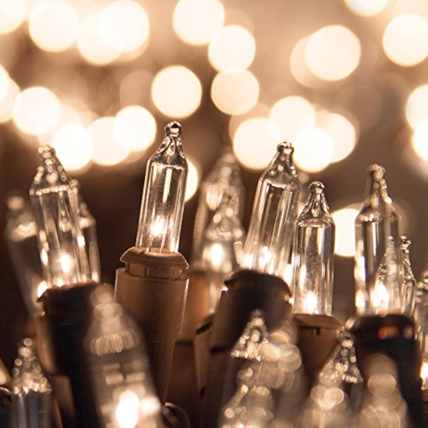 Holiday Pride Clear Christmas Lights With Brown Wire - 100 Count - Warm White Christmas Tree Lights With Brown Cord (22.