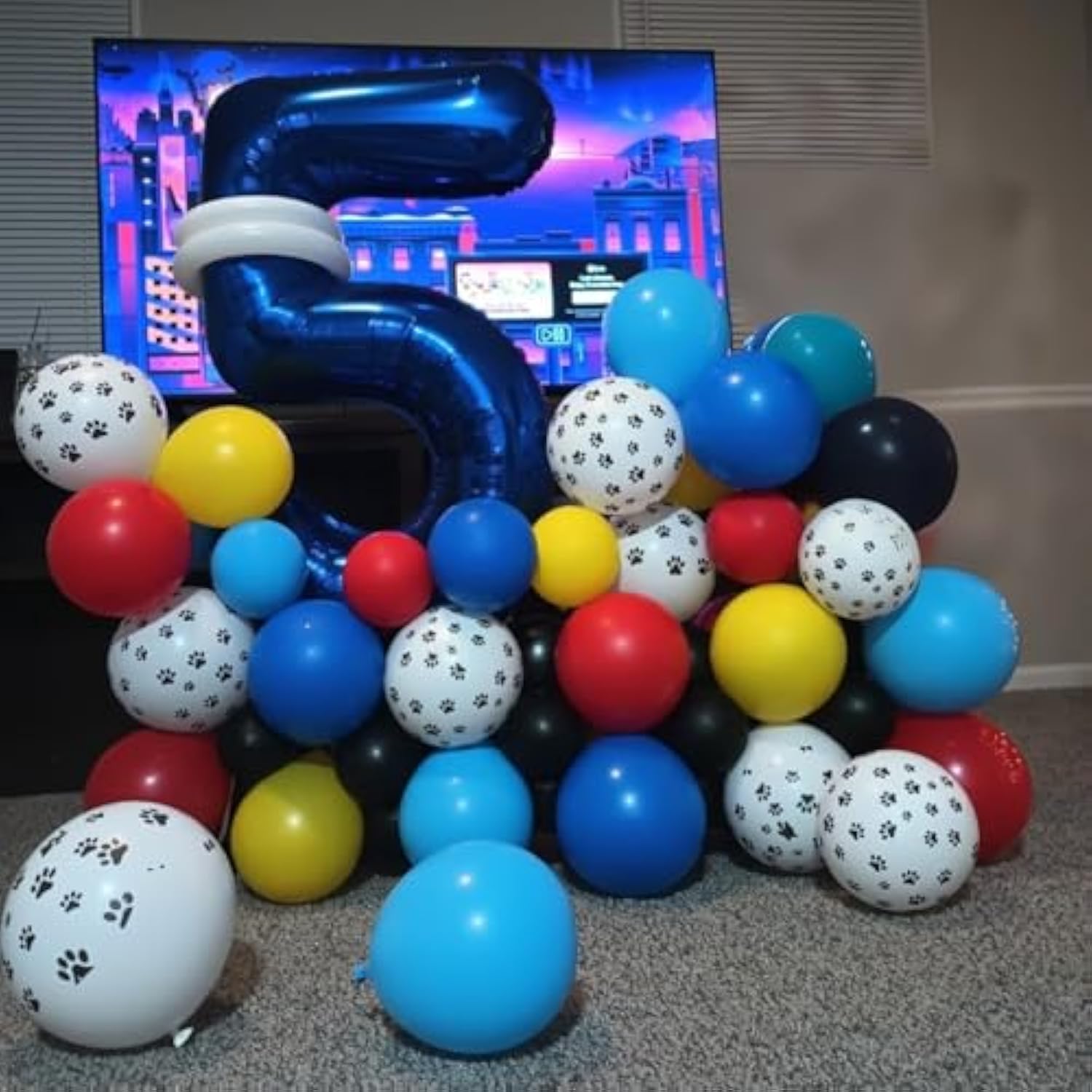 60pcs Paw Print Balloons Red Yellow Blue for Puppy Theme Kids Party Decor