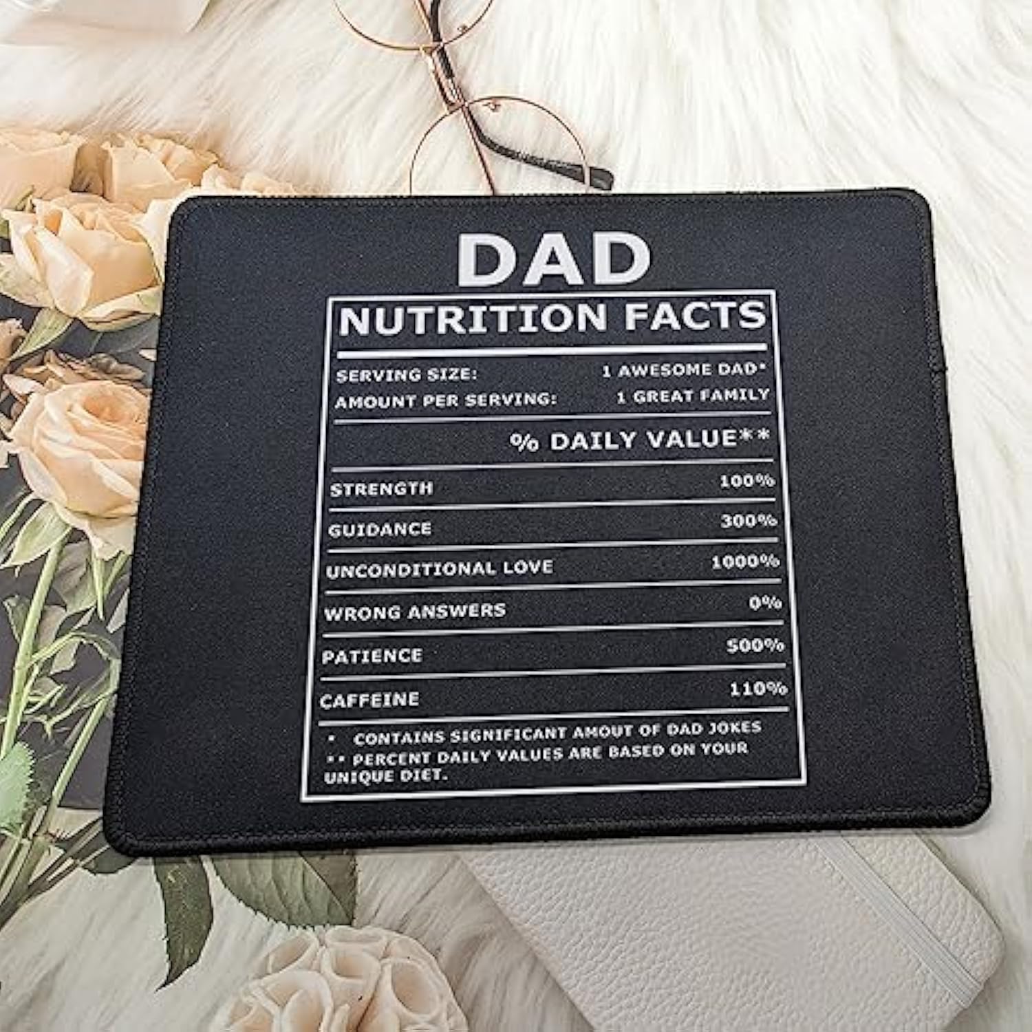 Dad Nutritional Facts Mouse Pad - Funny Gag Dad Gifts - Birthday, For Men, Dad, New Daddy, Papa, Father From Wife, Son, Daughter - 9.5 X 7.8 Inches Mouse Mat