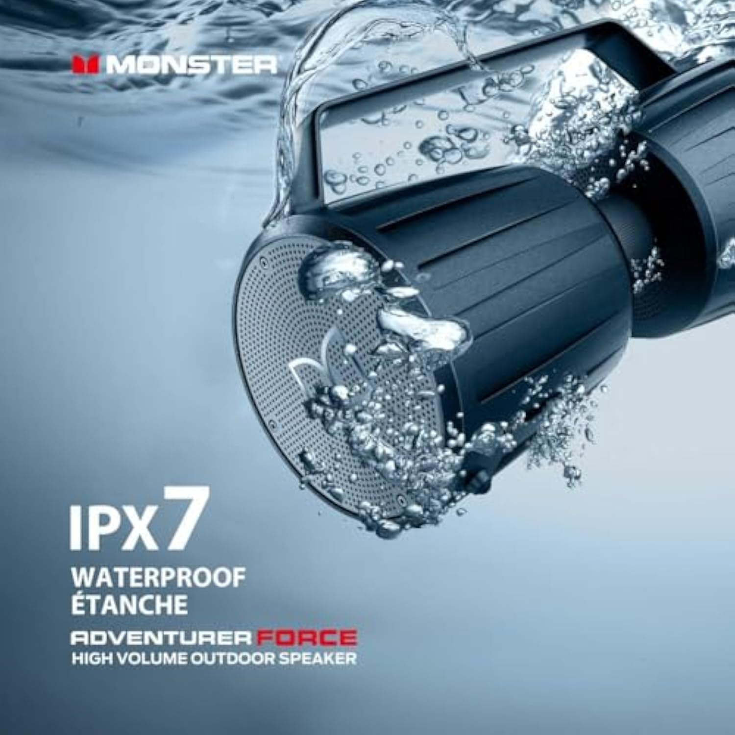 Monster Adventurer Force Bluetooth Speakers, IPX7 Waterproof Bluetooth Speaker 5.0 with Microphone Input, 80W Portable Bluetooth Speakers with 40H Playtime for Indoor and Outdoor Party