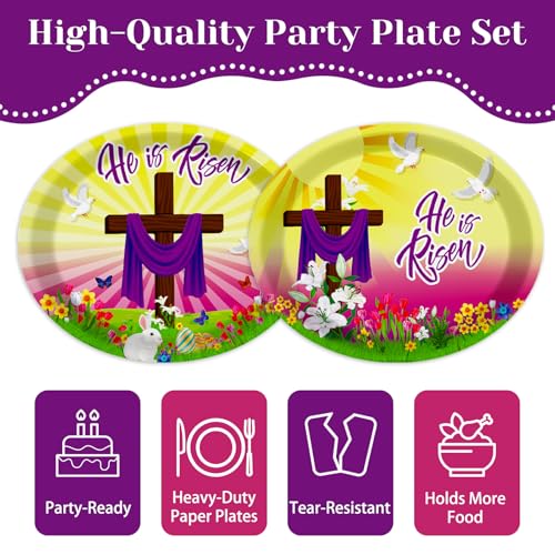 50 Count Easter He is Risen Oval Paper Plates