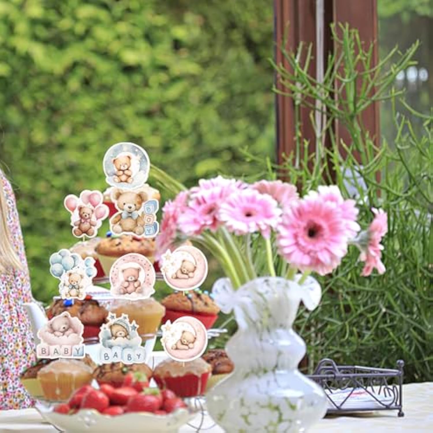 40 Pack Baby Bear Cupcake Toppers Pink Or Blue Goodnight Bear Cupcake Picks Gender Reveal Theme Cake Decorations For Boy Or Girl Baby Shower Kids Birthday Party Supplies