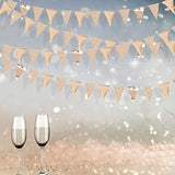 30 Ft Champagne Gold Double Sided Glitter Metallic Triangle Flag Bunti