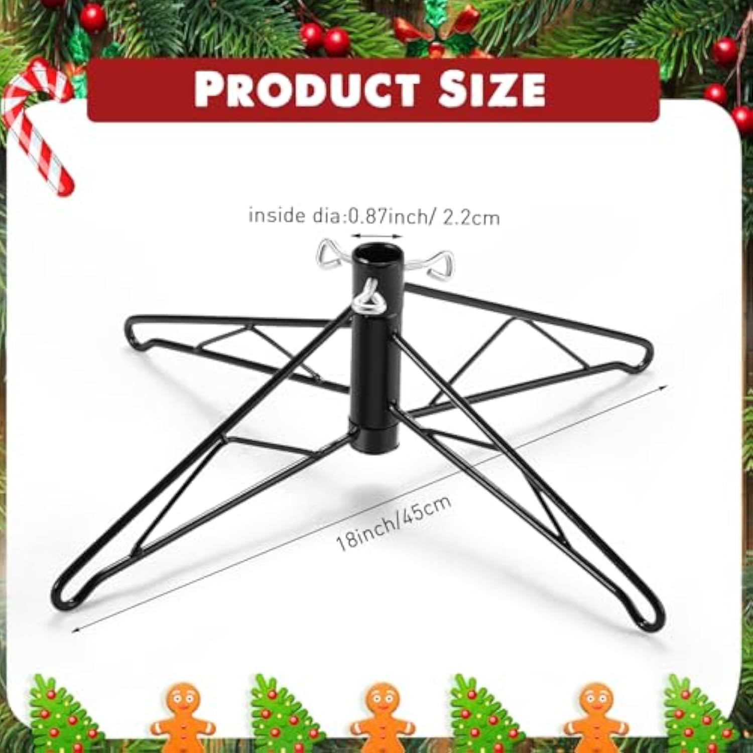 Christmas Tree Stands Metal Folding Artificial Christmas Tree Legs Replacement Holder Base For Xmas Winter Holiday New Year Decorations (Dark Green, 18 Inch)