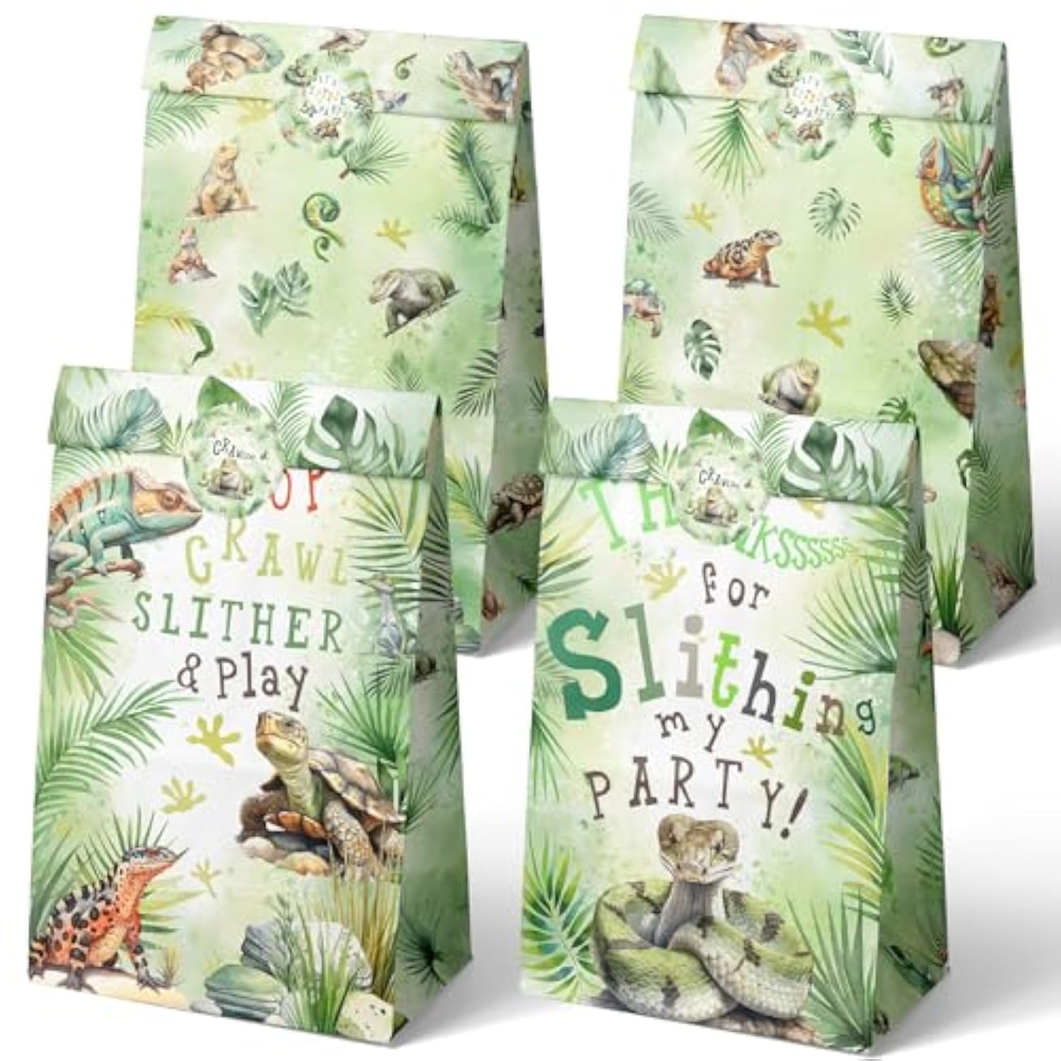 24 Reptile Party Favor Bags With Stickers Reptile Goodie Bags Reptile Party Favors For Kids Reptile Birthday Party Supplies