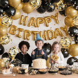 60-Piece Black and Gold Balloons Set with Metallic and Confetti Balloons for Party Decor