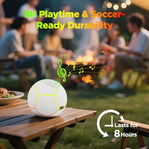 Glow in The Dark Soccer Ball Bluetooth Speaker, Light Up Ball with 6 RGB Lighting Modes, Mini Portable Wireless Speaker for Home Office Desk Decor,
