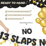 Pre-Strung 13 Slaps No Cap Banner Glitter 13th Birthday Sign for Teen Party Decor