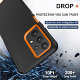 For Samsung Galaxy A32 5G Case With Belt Clip Holster, 2X Screen Protector, Heavy Duty Military Grade Full Body Shockproof Dust-Proof Rugged Protective Cover For Samsung A32 5G Orange
