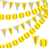 4 Pieces Softball Party Decorations Softball Party Banners Bunting Hanging Banners Paper Garlands Favors For Sports Theme Birthday (Bright Style)