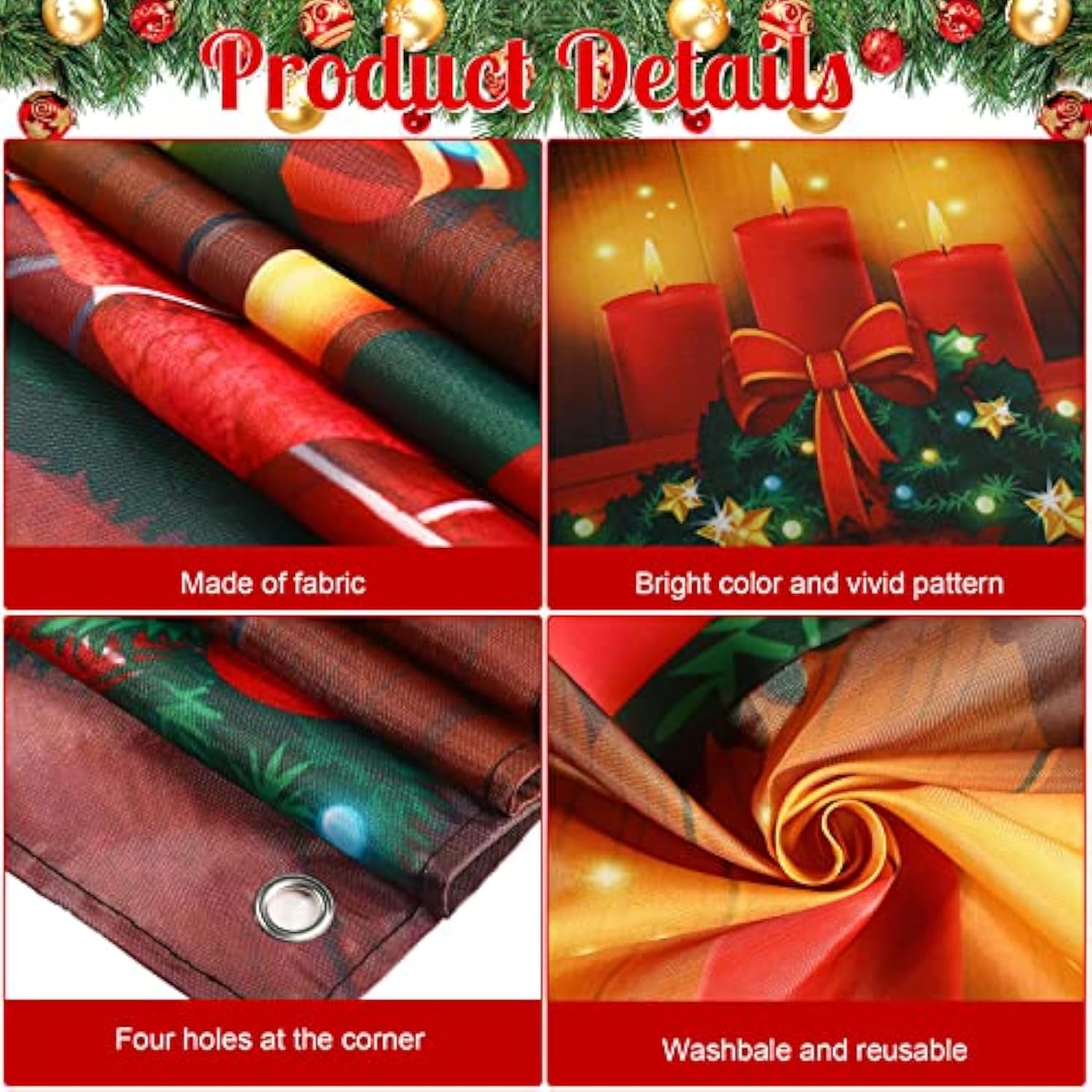 Merry Christmas Door Cover Christmas Fireplace Door Cover Backdrops Xmas Tree Printed Banner Background Xmas Nutcracker Porch Hanging Decorations, 6.5 X 3 Feet