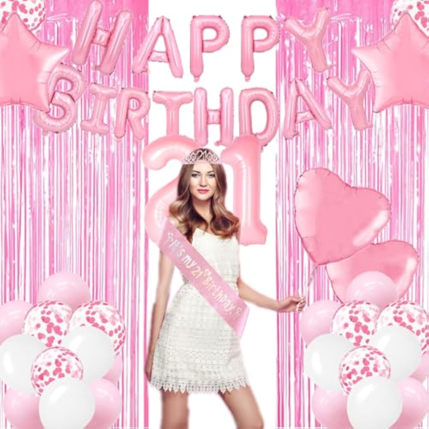 21St Birthday Decorations For Her - Rose Gold 21 Birthday Party Decor,