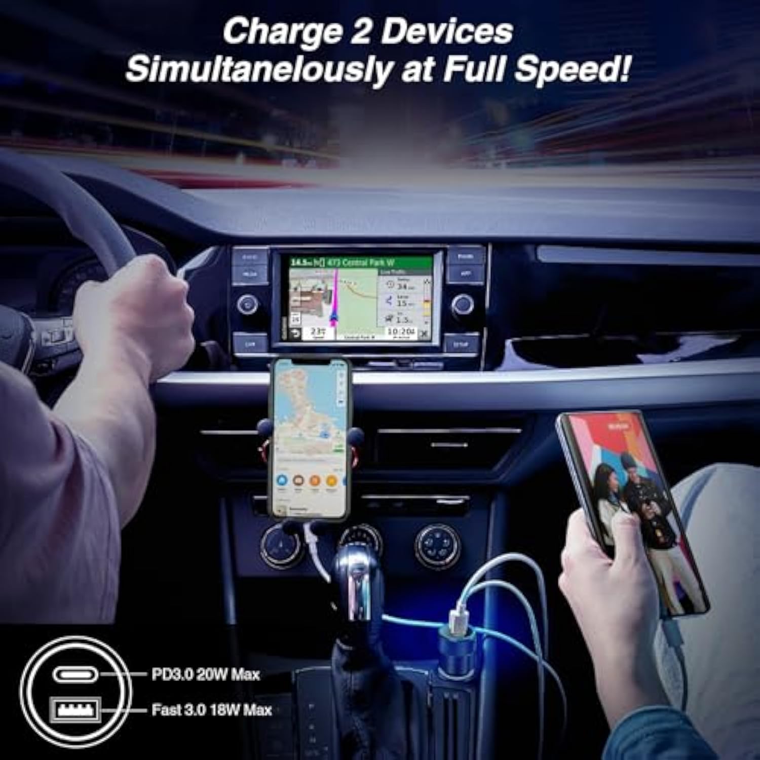 Usb C Car Charger, 2 Pack 38W Dual Ports Usb-C & Usb-A Car Charger Adapter Fast Charging Cigarette Lighter Chargers For Iphone16E 16 15 14 13, Samsung S24, Pixel Cargador Para Carro Phone Plug