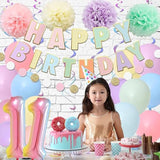 11Th Birthday Decorations, 40 Inch Rainbow Gradient Number 11 Balloon, Happy Birthday Banner, Children'S 11Th Birthday Party Supplies For Kids