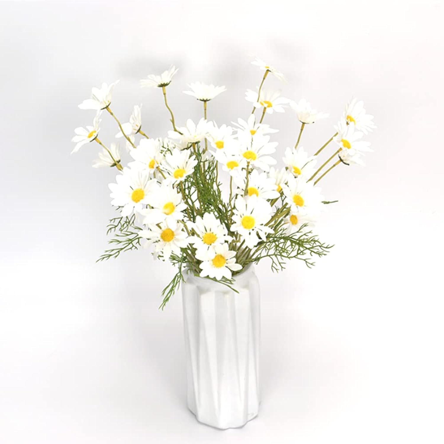 12 Bundles Artificial Flowers White Artificial Daisy Flowers Uv Resistant Outdoor Fake Wildflowers With Stems Faux Greenery Shrubs Plants Arrangements For Wedding Decoration Home Decoration