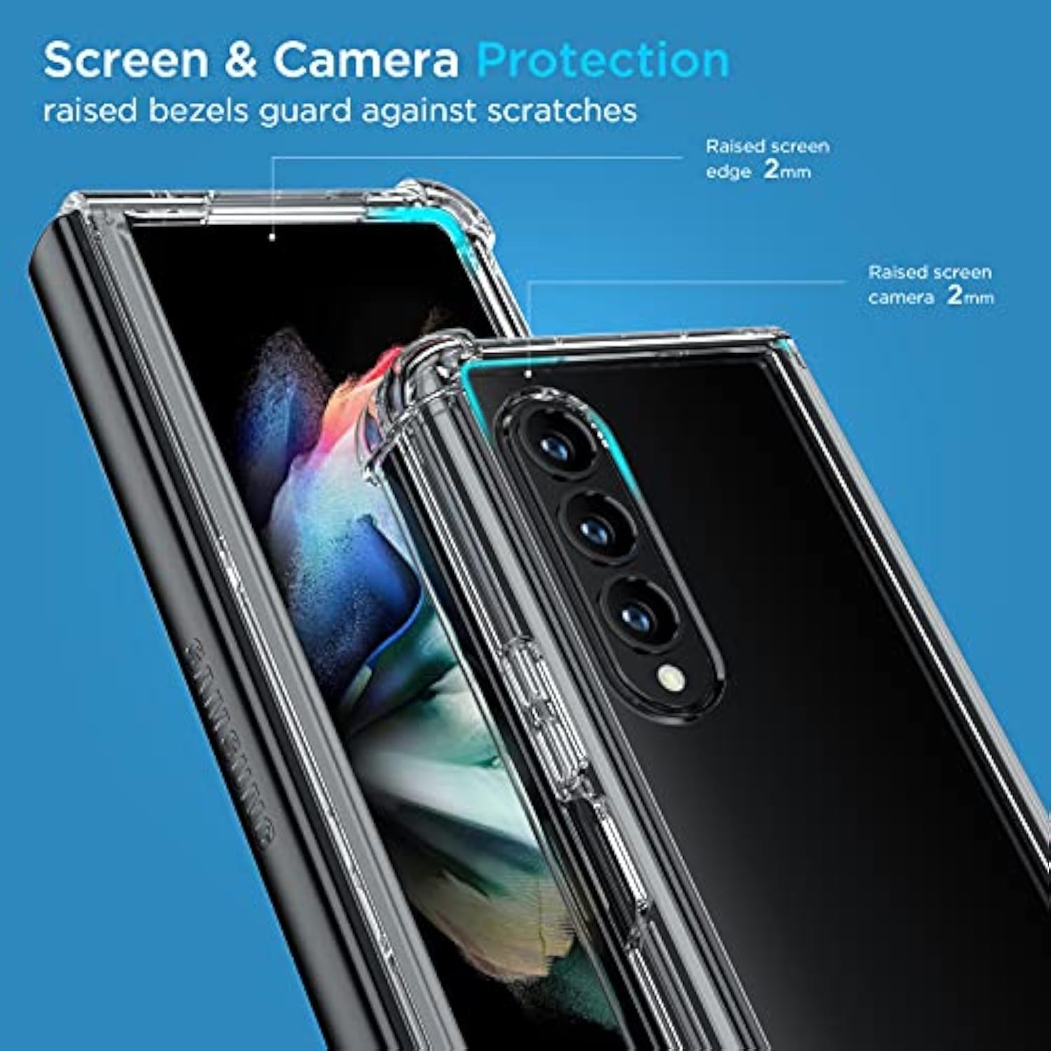 For Samsung Galaxy Z Fold 3 5G Case [Enhanced Corner Protection] Non-Yellowing Crystal Soft Tpu Bumper Shockproof Hard Clear Back Cover 2021
