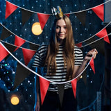 40 Feet Red And Black Party Decorations Triangle Pennant Banner Flag Bunting Garland For Halloween Christmas Birthday Wedding Graduation Bachelorette Anniversary Casino Party Supplies