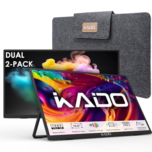 Dual Portable Monitor Setup - 2-Pack 15.6'' Fhd 1080P, Ultra-Slim Laptop Monitor 1920X1080 With Built-In Speakers, Ips Display 180° Kickstand Stacked Desktop Setup Office Gaming Daytrading