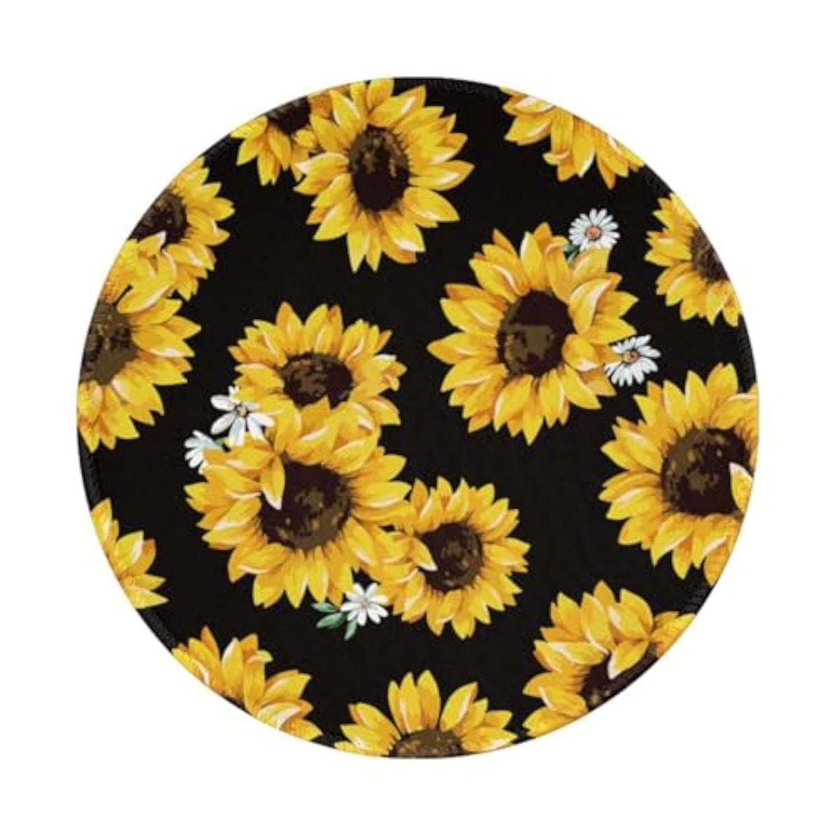Sunflower Round Mouse Pad Small Gaming Mousepad Desk Mat Stitched Edges 8 X 8 Inch For Home Office