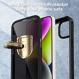 For Iphone 14 Case/Iphone 13 Case, Privacy Phone Cover With Built-In Anti Peep Tempered Glass Privacy Screen Protector And Camera Lens Protective Full Body Shockproof Clear Bumper - Black