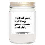 You Nique Designs Look At You Evicting Your Uterus Soy Candle 8Oz - Hysterectomy Gifts - Post Surgery, After Surgery Gifts For Women, Mom, Sister, Friend (Lavender & Vanilla)