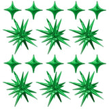Green Star Balloons,Explosion Star Balloons Kit With 6Pcs 22Inch Cone Star Foil Balloons And 10Pcs 10Inch Four Pointed Star Balloons For Birthday Anniversary Disco Party Decorations