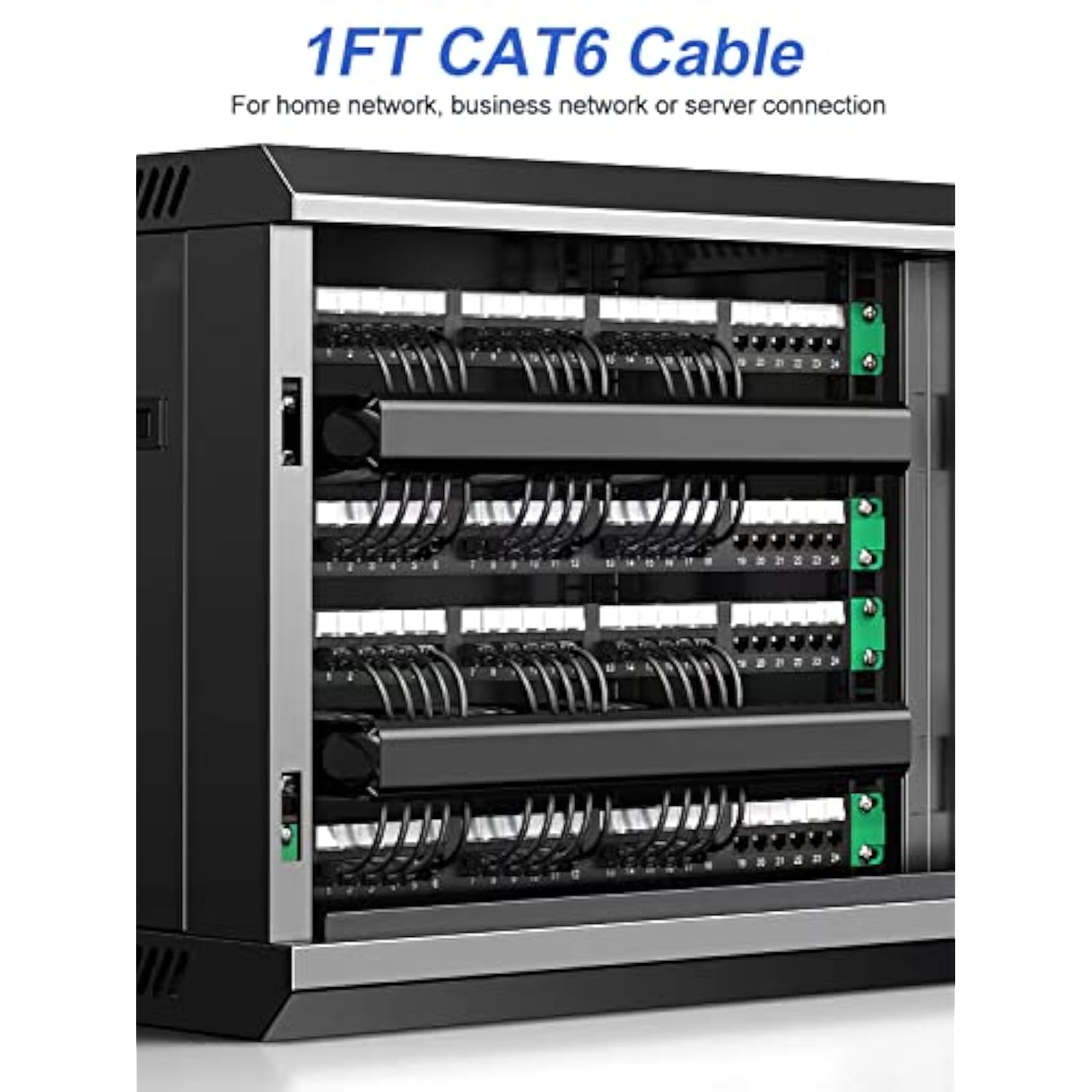 Cat6 Ethernet Cable 1Ft 2-Pack, Short Patch Cable 1 Foot Cord (Cat 6 Cable, In