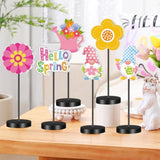 6 Pcs Spring Table Decor Spring Decoration For Table Centerpieces Wooden Standing Signs Tabletop Decor For Home Office Room Desk Party Supplies