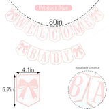 Welcome Baby Party Decorations - Pink Bow Banner for Girls' Gender Reveal & Baby Shower