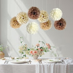 Brown Tissue Paper Pom Poms Khaki Caramel Party Decorations Ivory Beige Cream Earth Tone Boho Champagne Tan Flowers Wall Hanging Décor Supplies Rustic Neutral Birthday Baby Shower Wedding