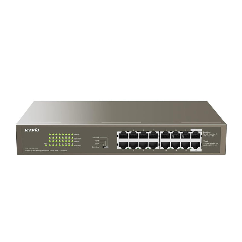 Tenda 16-Port Unmanaged Gigabit Ethernet Switch, Ethernet Splitter(TEG1116P)|1