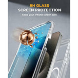 Magnetic For Iphone 15 Pro Case [Compatible With Magsafe] Full-Body Bumper Phone Case With Built-In Glass Screen Protector& Camera Protector, Military Drop Proof 15 Pro Cover 6.1 Inch,Clear