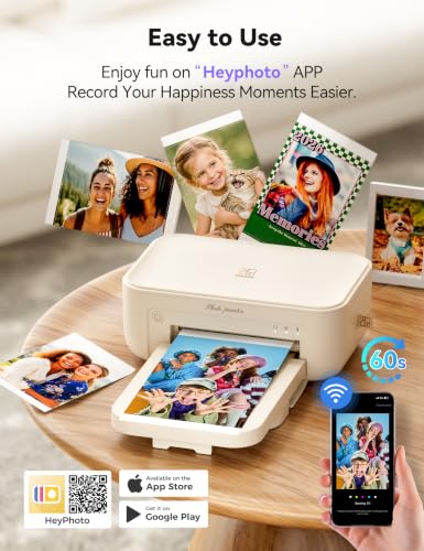 4X6 Photo Printer, Cp4100 Instant Photo Printer For Iphone & Android With 108 Sheets & 2 Cartridges, Wireless Portable Picture Printer, 300Dpi Thermal Dye Sublimation, Beige