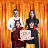 6.4x8.2ft Metallic Tinsel Foil Fringe Curtains 2 Pack Orange Party Backdrop