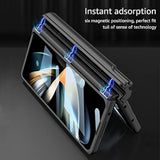For Samsung Galaxy Z Fold 3 Case With Wrist Strap & Screen Protector & S Pen Slot,Magnetic Hinge Protective Bumper Case Ultra Slim Shockproof Anti-Scratch For Samsung Z Fold 3 5G (Black)