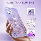 Upgraded Magnetic For Iphone 14 Pro Max Case 6.7" With Screen Protector [Compatible With Magsafe] Pretty Flower Floral Pattern Design, Shockproof Cover For Women Girls, Purple