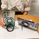 For Samsung Galaxy S25 Ultra Magnetic Kickstand Glitter Case, [Compatible With Magsafe] Cute Bling Sparkly Diamond Rhinestones With Camera Protector Women Girls Case For Galaxy S25 Ultra,Pink