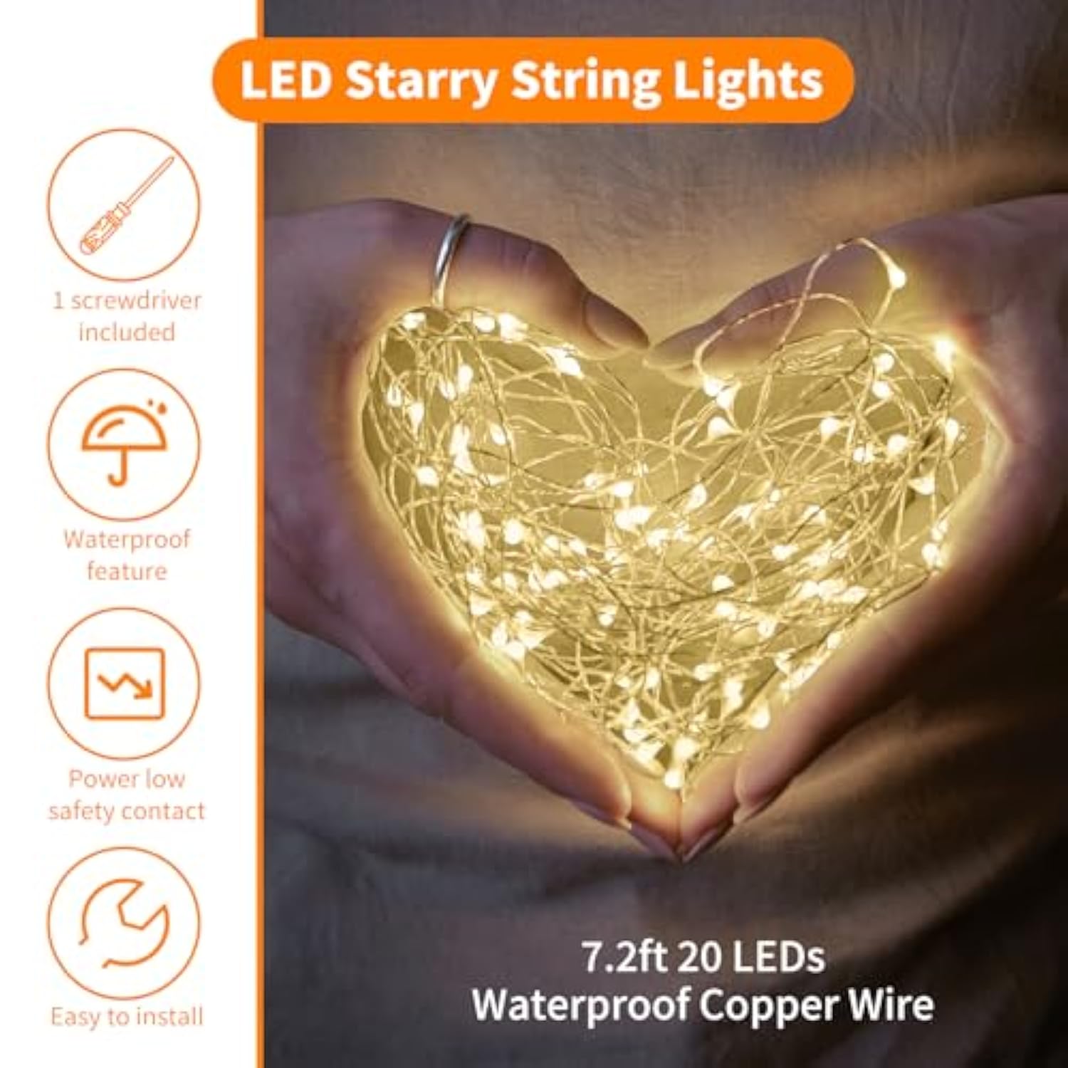 6 Pack Fairy Lights Battery Operated 7.2 Ft 20 Led Mini String Lights Waterproof Silvery Copper Wire Firefly Starry Ligh