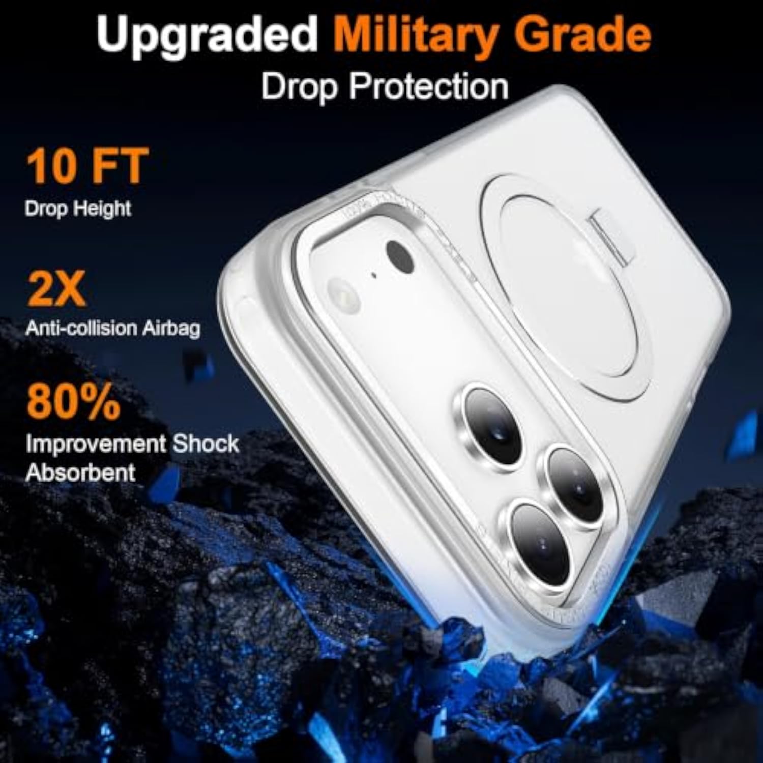 Frosted White Magnetic Case with Ring Stand for iPhone 17 Pro