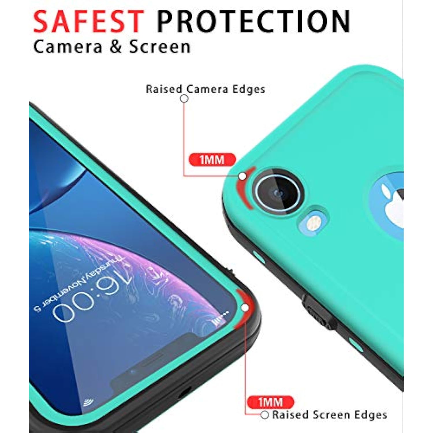 For Xr Case Waterproof,Shockproof Dustproof Ip68 Full-Body Sturdy With Kickstand Case Built-In Screen Protector,Underwater Full Sealed Cover Protective For Xr (Teal)