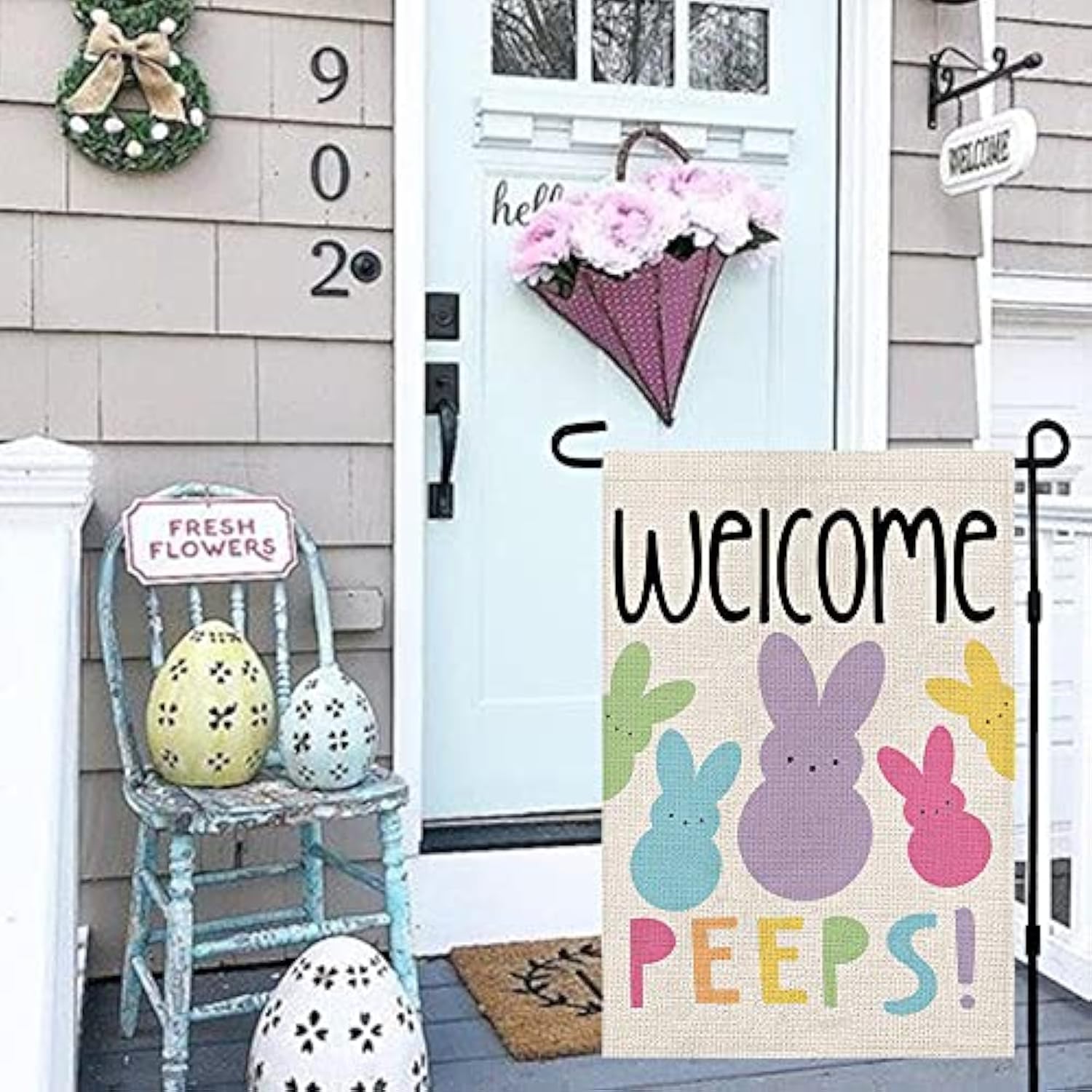 Welcome Easter Garden Flag Double Sided Vertical 12×18 Inch Bunny Banners Spring Yard Outdoor Farmhouse Decoration Df019