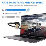 90 Degree Down Angle Cat8 Ethernet Cable, High Speed 40Gbps 2000Mhz Network Co
